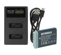 EXTENSILO 1x Batterie, 1x Station de Charge avec câble USB Compatible avec Canon PowerShot G5 X, G1X Mark III, G1 X Mark II, G5X Mark II