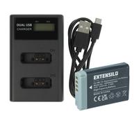 EXTENSILO 1x batterie, 1x station de charge avec câble USB compatible avec Canon PowerShot SX620HS, SX730HS, G9 X Mark II, SX720HS
