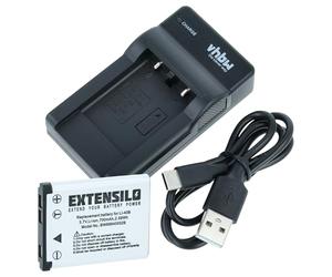 EXTENSILO 1x Station de Charge, 1x câble d'alimentation, 1x Batterie Compatible avec Fujifilm FinePix JX200, JV500, JV250, JV205, JV255, JV200