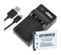 EXTENSILO 1x Station de Charge, 1x câble d'alimentation, 1x Batterie Compatible avec Pentax Optio L1100, LS1000, M30, M40, L30, L36, L40, M90
