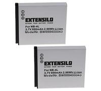 EXTENSILO 2X Batteries Compatible avec Canon Digital Ixus 30, 40, 50, 255 HS, 220HS, 230HS, 55 Appareil Photo (800mAh, 3,7V, Li-ION)
