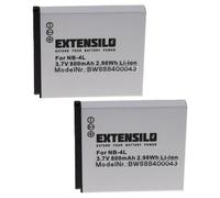 EXTENSILO 2x Batterie compatible avec Canon PowerShot SD600, SD630, SD300, SD400, SD200, SD500, SD430, SD450 appareil photo (800mAh, 3,7V, Li-ion)
