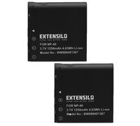 EXTENSILO 2x Batterie compatible avec Casio Exilim EX-Z100BN, EX-Z100BE, EX-Z1000BK, EX-P505, EX-P600, EX-P700 appareil photo (1250mAh, 3,7V, Li-ion)