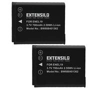 EXTENSILO 2x Batteries compatible avec Nikon Coolpix S3200, S3300, S3700, S3600, S3500, S33 appareil photo, reflex numérique (700mAh, 3,7V, Li-ion)