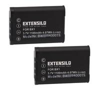 EXTENSILO 2x Batterie compatible avec Sony DSC-RX100 Mark VII, FDR-X1000V, FDR-X1000VR, FDR-X3000, FDR-X1000 appareil photo (1100mAh, 3,7V, Li-ion)