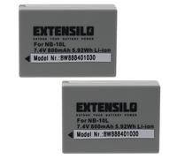 EXTENSILO 2x Batterie remplacement pour Canon NB-10L pour appareil photo (800mAh, 7,4V, Li-ion)