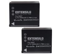 EXTENSILO 2x Batteries remplacement pour Panasonic CGA-S007, CGA-S007E, DMW-BCD10, CGA-S007A/1B, CGA-S007A/B pour appareil photo, reflex numérique (1000mAh, 3,7V, Li-ion) G
