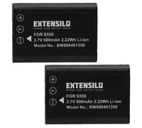 EXTENSILO 2x Batterie remplacement pour Ricoh DB-80 pour appareil photo (600mAh, 3,7V, Li-ion)