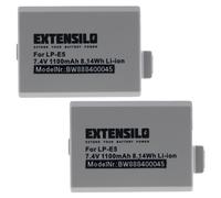 EXTENSILO 2x Batterie compatible avec Canon EOS 1000D, 450D, 500D, Digital Rebel XSi, Kiss X3, Kiss F, Kiss X2 appareil photo