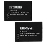 EXTENSILO 2x Batteries compatible avec Canon PowerShot SX120 IS, SX200 IS, SX210 IS, SX220 HS appareil photo (1100mAh, 3,7V, Li-ion)