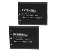 EXTENSILO 2x Batteries compatible avec Casio Exilim Zoom EX-Z2000RD, EX-Z2000SR, EX-Z2000VT appareil photo, reflex numérique (1050mAh, 3,7V, Li-ion)
