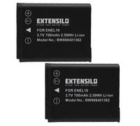 EXTENSILO 2x Batteries compatible avec Nikon Coolpix S3200, S3300, S3700, S3600, S3500, S33 appareil photo, reflex numérique (700mAh, 3,7V, Li-ion)