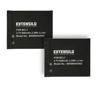 EXTENSILO 2x Batteries compatible avec Panasonic Lumix DMC-FH10P, DMC-FH10V, DMC-FS50, DMC-FS50K, DMC-FS50P appareil photo (600mAh, 3,7V, Li-ion)