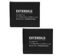 EXTENSILO 2X Batteries Remplacement pour Canon NB-11L, NB-11LH pour Appareil Photo, Reflex numérique (600mAh, 3,7V, Li-ION)