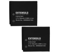 EXTENSILO 2x Batteries remplacement pour Kodak Klic 7001 pour appareil photo, reflex numérique (700mAh, 3,7V, Li-ion)