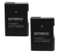 EXTENSILO 2x Batteries remplacement pour Nikon EN-EL14 pour appareil photo, reflex numérique (1100mAh, 7,4V, Li-ion) avec puce