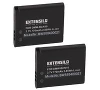 EXTENSILO 2x Batteries remplacement pour Panasonic DMW-BCN10, DMW-BCN10E, DMW-BCN10PP pour appareil photo, reflex numérique (770mAh, 3,7V, Li-ion)