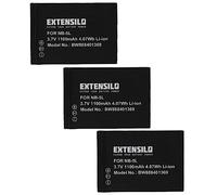 EXTENSILO 3X Batterie Compatible avec Canon Digital Ixus 800 is, 960 is, 850 is, 870 is, 90is, 860is, 900 TI Appareil Photo (1100mAh, 3,7V, Li-ION)