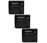 EXTENSILO 3x Batterie compatible avec Panasonic Lumix DMC-FX9, DMC-FX8, DMC-FX50, DMC-LX1, DMC-FX150, DMC-FX3 appareil photo (1250mAh, 3,7V, Li-ion)