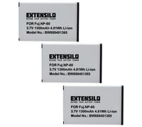 EXTENSILO 3x Batterie compatible avec Ricoh G3 appareil photo, reflex numérique (1300mAh, 3,7V, Li-ion)