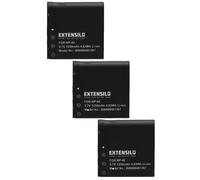 EXTENSILO 3x Batterie compatible avec Somikon DVR-853, DVR-853.IR appareil photo (1250mAh, 3,7V, Li-ion)