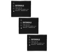 EXTENSILO 3x Batteries compatible avec Casio Exilim EX-ZR300, EX-ZR200RD, EX-ZR200WE, EX-ZR300GD, EX-ZR300RD appareil photo (1800mAh, 3,7V, Li-ion)