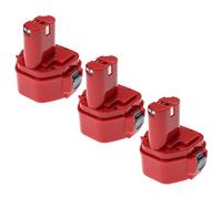 EXTENSILO 3x Batteries compatible avec Makita UB120D, UB120DWA, UB120DWB, UB121D, UC120D, UC120DA outil électrique (3300 mAh, NiMH, 12 V)