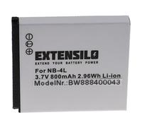 EXTENSILO Batterie compatible avec Canon Digital Ixus 30, 40, 50, 255 HS, 220HS, 230HS, 55 appareil photo, reflex numérique (800mAh, 3,7V, Li-ion)