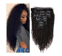 Extension a Clip Cheveux 12-26 pouces Kinky Curly Clip dans l'extension de cheveux, Deep Wave 8Pcs Clip dans de vrais cheveux humains 120/240g Wavy Curly Hairpieces brésiliens for femmes Extensions de