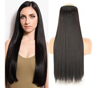 Extension a Clip Cheveux Épais Long Droit Synthétique Long Droit 5 Extensions de Cheveux à Clips 55/80cm Résistant à la Chaleur Une Pièce Faux Postiche for Femme Naturel Noir Marron Extensions de Chev