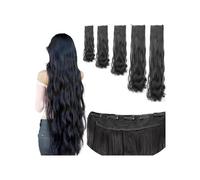 Extension a Clip Cheveux Extension de perruque synthétique bouclée longue de 14 à 40 pouces, Extension capillaire à Clip, grande vague, 5 Clips invisibles, noir naturel, sans couture for femmes Hair E