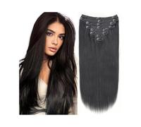 Extension a Clip Cheveux Extensions de cheveux à clips brésiliens Remy naturels for femme, 8 pièces, 120 g, double trame, soyeux, lisses, couleur naturelle Extension Cheveux(22inches)