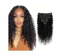 Extension a Clip Cheveux Extensions de cheveux à clips Deep Wave - Vrais cheveux humains bouclés - for femmes noires - 8 pièces - Cheveux brésiliens Remy avec 18 clips - 120 g/lot Extension Cheveux(20