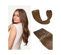 Extension a Clip Cheveux Extensions de cheveux humains à clipser #6 marron châtain 8 pièces 16-26 pouces double trame épaisse douce et lisse Remy extensions de cheveux for femme Extension Cheveux(16in
