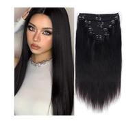 Extension a Clip Cheveux Extensions de cheveux humains à clipser, extensions de cheveux humains noirs épais et raides Remy for cheveux défrisés, 7 pièces par lot for femmes, 120 g Hair Extensions(10in