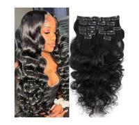 Extension a Clip Cheveux Extensions de cheveux humains ondulés naturels à clipser Extensions de cheveux humains vierges Remy noirs naturels for femmes à la mode 8 pièces/ensemble double trame Hair Ext