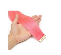 Extension a Clip Cheveux Extensions de cheveux naturels à bande adhésive, 8 couleurs, cheveux humains Remy, mini extensions de cheveux à bande adhésive Hair Extensions(Pink,10 PCS_16 INCH)