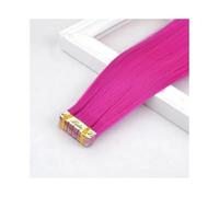 Extension a Clip Cheveux Extensions de cheveux synthétiques à bande adhésive, mini bandes adhésives invisibles colorées for cheveux raides, 10 pièces/paquet Hair Extensions(Rose Red)