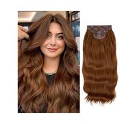 Extension a Clip Cheveux Lot de 4 extensions de cheveux synthétiques longs et ondulés à clipser, postiche épais de 55,9 cm for femmes, cheveux naturels bruns, blonds, noirs Hair Extensions(Light Aubur