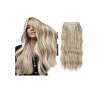 Extension a Clip Cheveux Lot de 4 extensions de cheveux synthétiques longs et ondulés à clipser, postiche épais de 55,9 cm for femmes, cheveux naturels bruns, blonds, noirs Hair Extensions(Dirty Blond