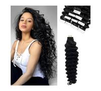 Extension Adhesive Cheveux Bande de vague profonde dans les extensions de cheveux cheveux humains Jerry bouclés noir naturel ruban adhésif double face invisible dans la trame de la peau Extensions de