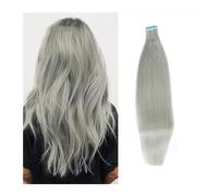 Extension Adhesive Cheveux Bande droite dans les extensions de cheveux Bande adhésive gris argenté de cheveux humains dans les extensions Bande adhésive de trame de peau droite dans l'extension de ban