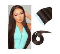 Extension Adhesive Cheveux Extensions de cheveux à bande adhésive 16-26 pouces Extensions de cheveux humains véritables #2 Brun foncé 20 pièces Bande invisible soyeuse dans les extensions de cheveux h