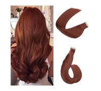 Extension Adhesive Cheveux Extensions de cheveux humains à ruban adhésif 14"-24" Auburn Brown Extensions de cheveux humains Tape ins Auburn #33 Extensions de cheveux naturels à ruban adhésif bordeaux