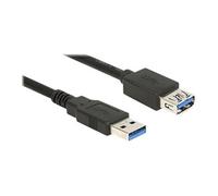 DeLock Câble USB 3.2 Gen1 85055 – USB-A mâle vers USB-A femelle 1,5 m noir contacts dorés
