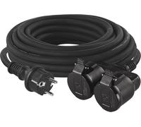 Extension Cable With 2 X Schuko Sockets, 20 M, Double Extension 2 X Schuko Sockets, 2 X Earth Sockets, Rubber Cable For Outdoor, Ip44, H07Rrr-F3G 1.5 Mm2