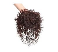 Extension capillaire naturelle ondulée for femme, frange à clipser avec base en dentelle, for couvrir la perte de cheveux, 25,4 cm Hair Extensions Pièces Wigs(Dark Brown)