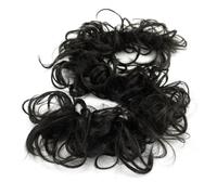 Extension capillaire synthétique bouclée et décoiffée, chouchou, bandeau élastique, donut, chignon Ponytail Extension(Black)