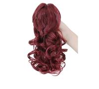 Extension capillaire synthétique bou et ondulée de 30 cm, postiche à clip, aspect naturel, for femme(BURG)