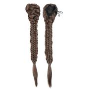 Extension Capillaire Synthétique Longue Et Lisse De 20 Pouces, Queue De Poisson Tressée Avec Cordon De Serrage, Queue De Cheval Ombrée Blonde Pour Femmes